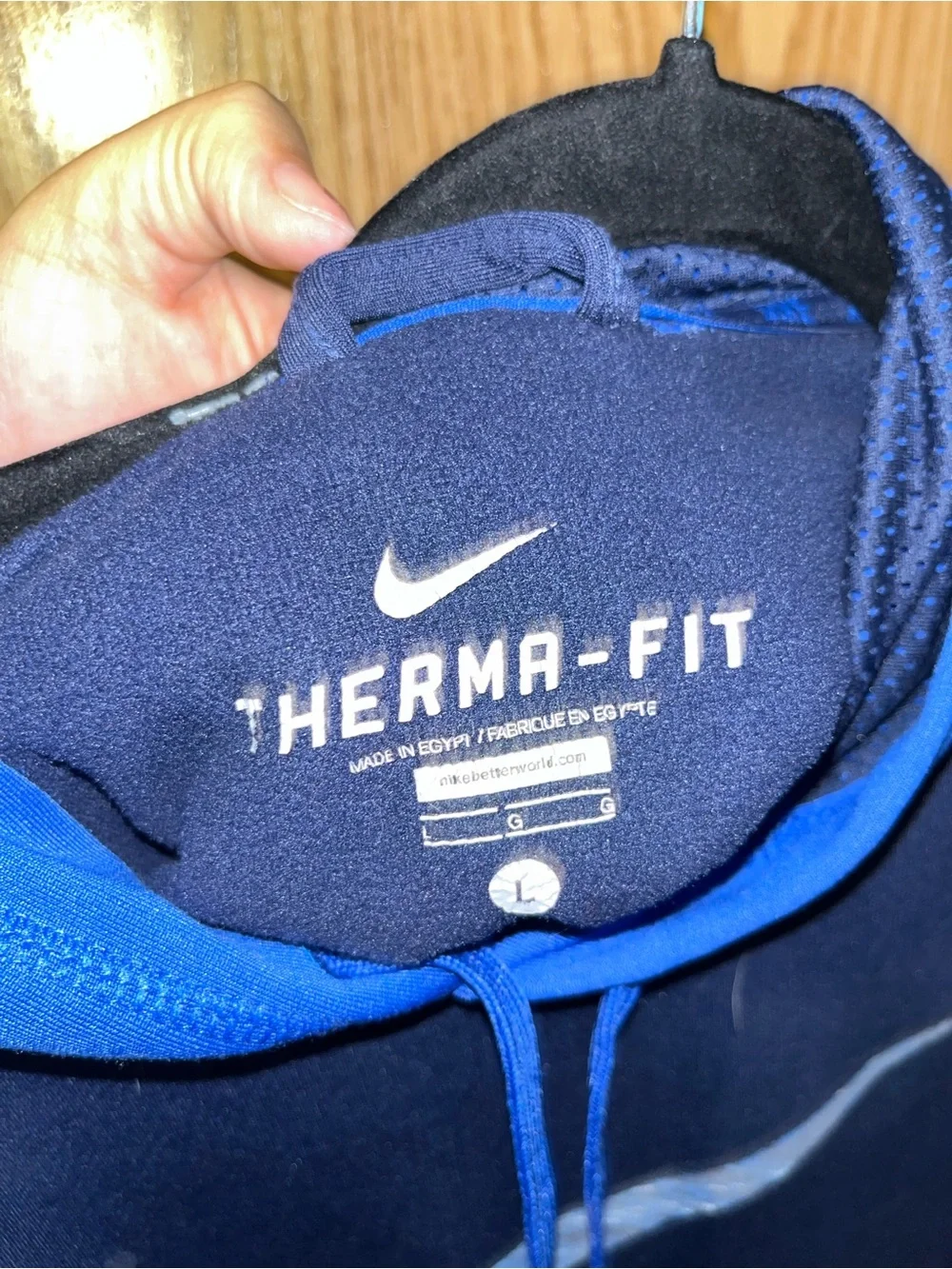 Nike Men's Navy and Royal Blue Pullover Hoodie